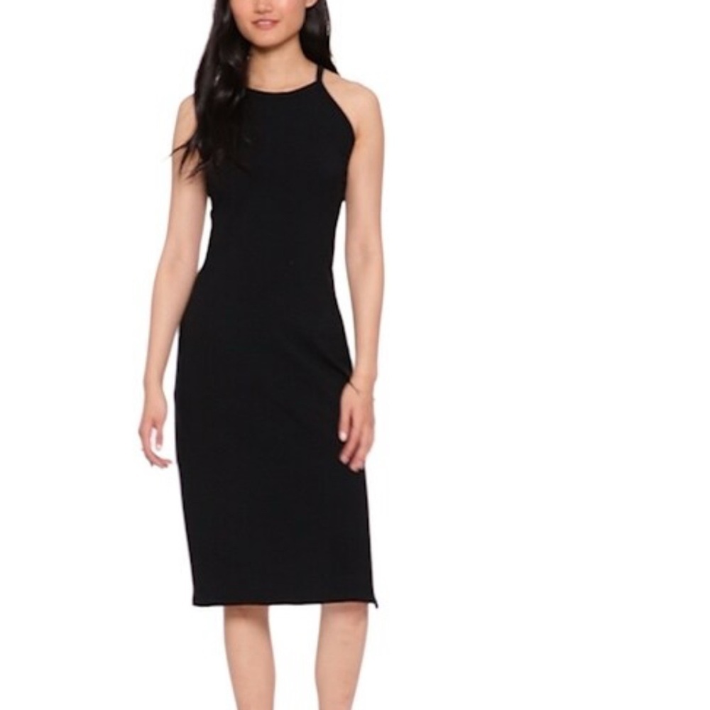 Old Navy womenās ribbed black sleeveless high neck midi dress size large